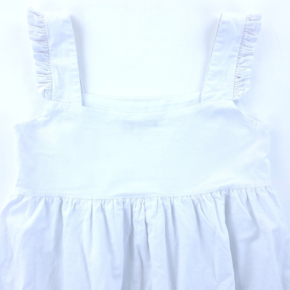 Nasty Gal Women Mini Dress Babydoll Sz 8 White Ruffle Strap Square Neck Sundress - Picture 3 of 9